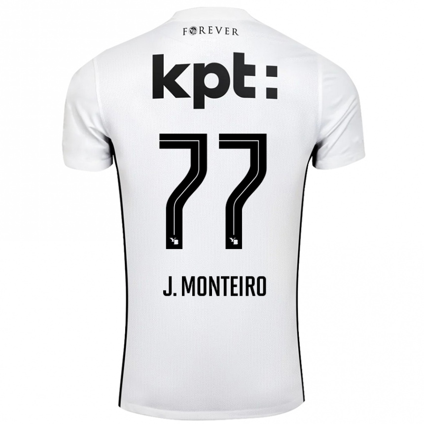 Kids Football Joël Monteiro #77 White Black Away Jersey 2024/25 T-Shirt