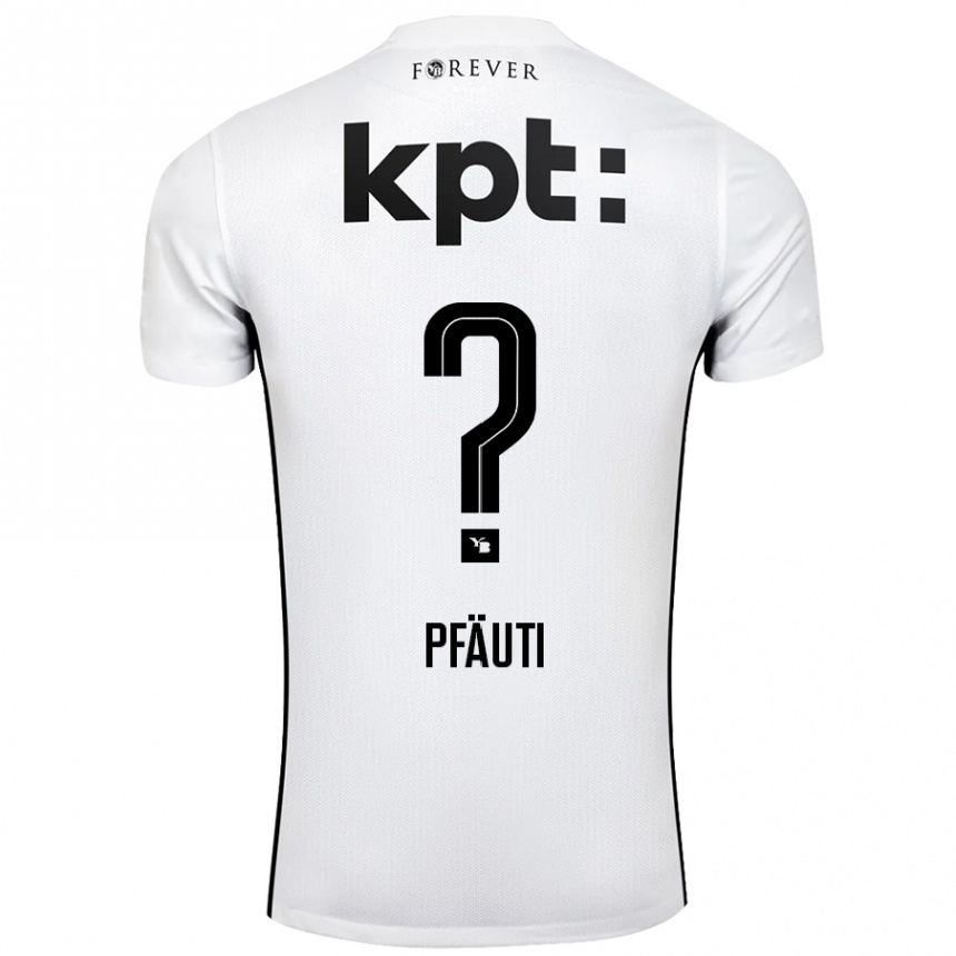 Kids Football Noe Pfäuti #0 White Black Away Jersey 2024/25 T-Shirt