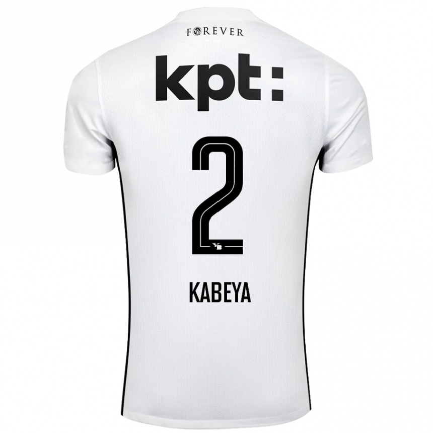 Kids Football Benjamin Kabeya #2 White Black Away Jersey 2024/25 T-Shirt