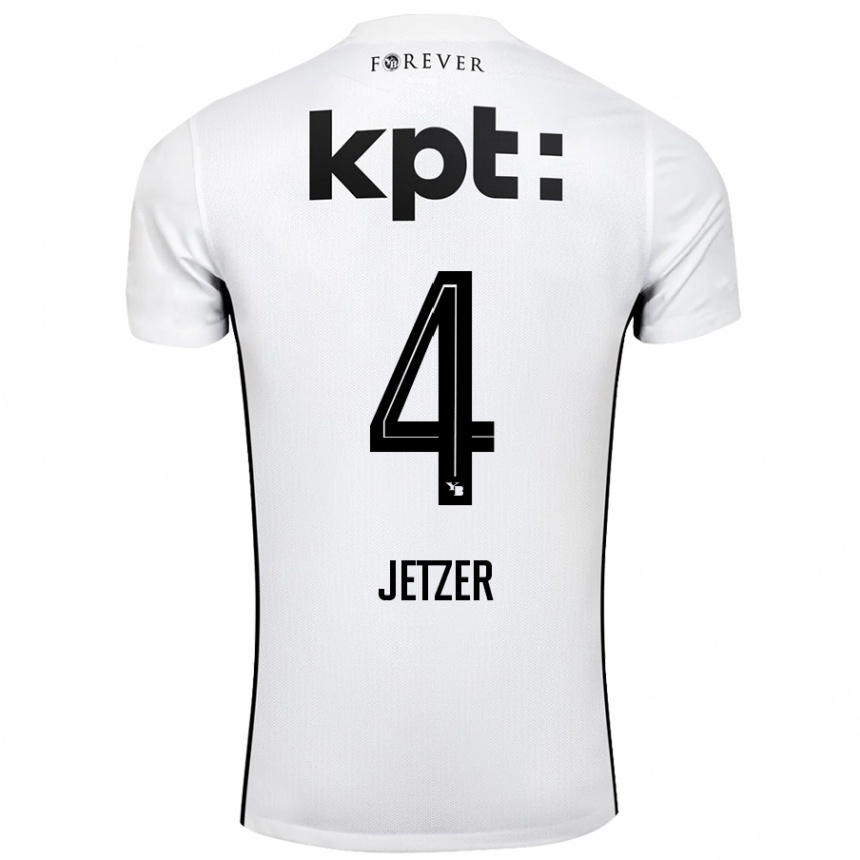 Kids Football Lorin Jetzer #4 White Black Away Jersey 2024/25 T-Shirt