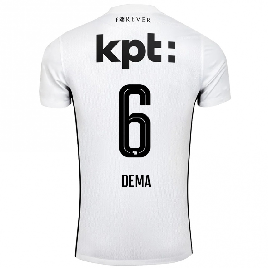 Kids Football Jashar Dema #6 White Black Away Jersey 2024/25 T-Shirt