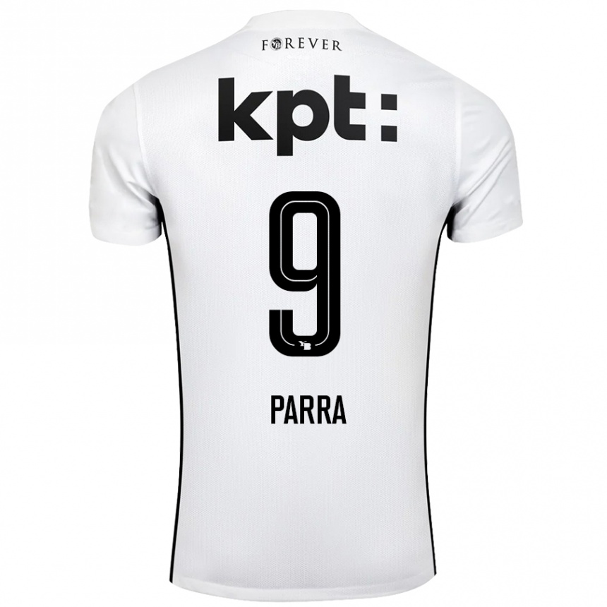 Kids Football Hugo Parra #9 White Black Away Jersey 2024/25 T-Shirt