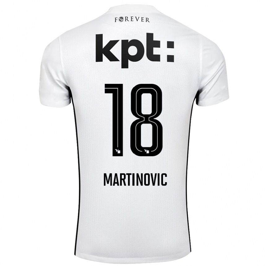 Kids Football Denis Martinovic #18 White Black Away Jersey 2024/25 T-Shirt