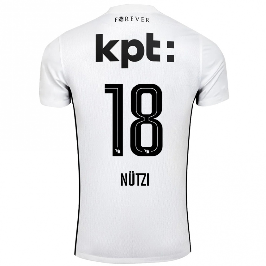 Kids Football Timon Nützi #18 White Black Away Jersey 2024/25 T-Shirt