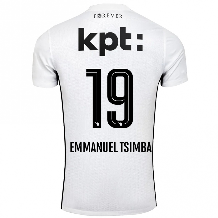 Kids Football Felix Emmanuel Tsimba #19 White Black Away Jersey 2024/25 T-Shirt