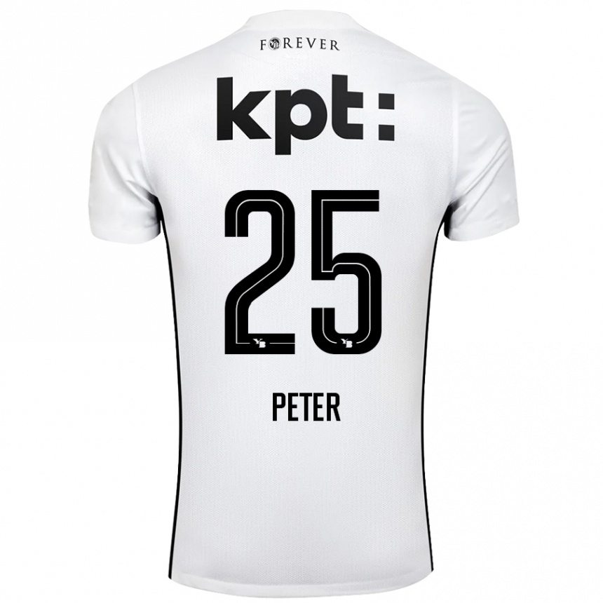 Kids Football Luc Peter #25 White Black Away Jersey 2024/25 T-Shirt