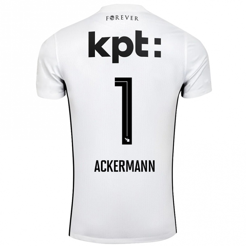 Kids Football Jara Ackermann #1 White Black Away Jersey 2024/25 T-Shirt