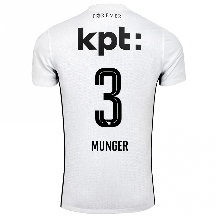 Kids Football Noa Münger #3 White Black Away Jersey 2024/25 T-Shirt