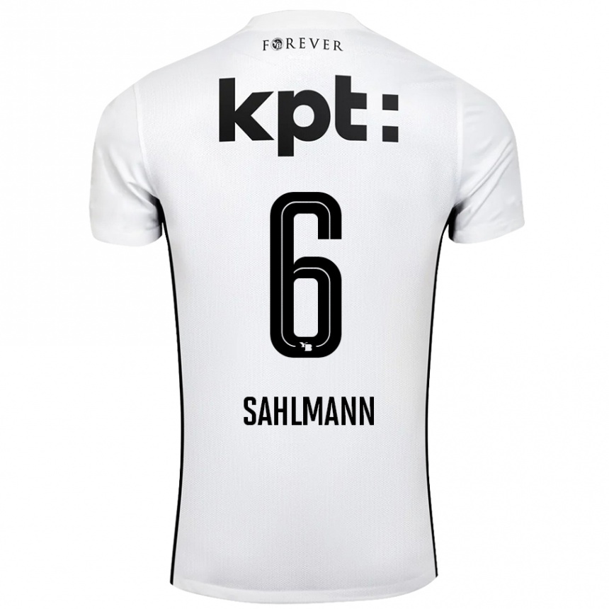 Kids Football Henrike Sahlmann #6 White Black Away Jersey 2024/25 T-Shirt