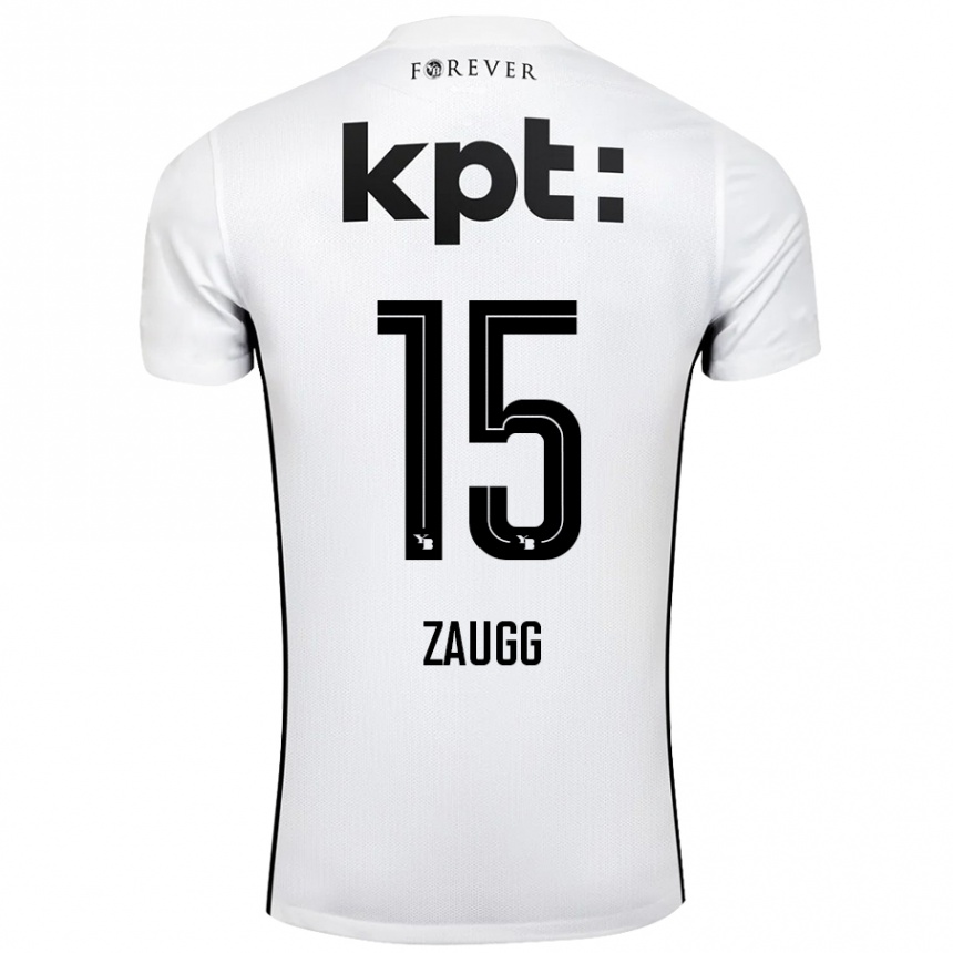 Kids Football Leana Zaugg #15 White Black Away Jersey 2024/25 T-Shirt