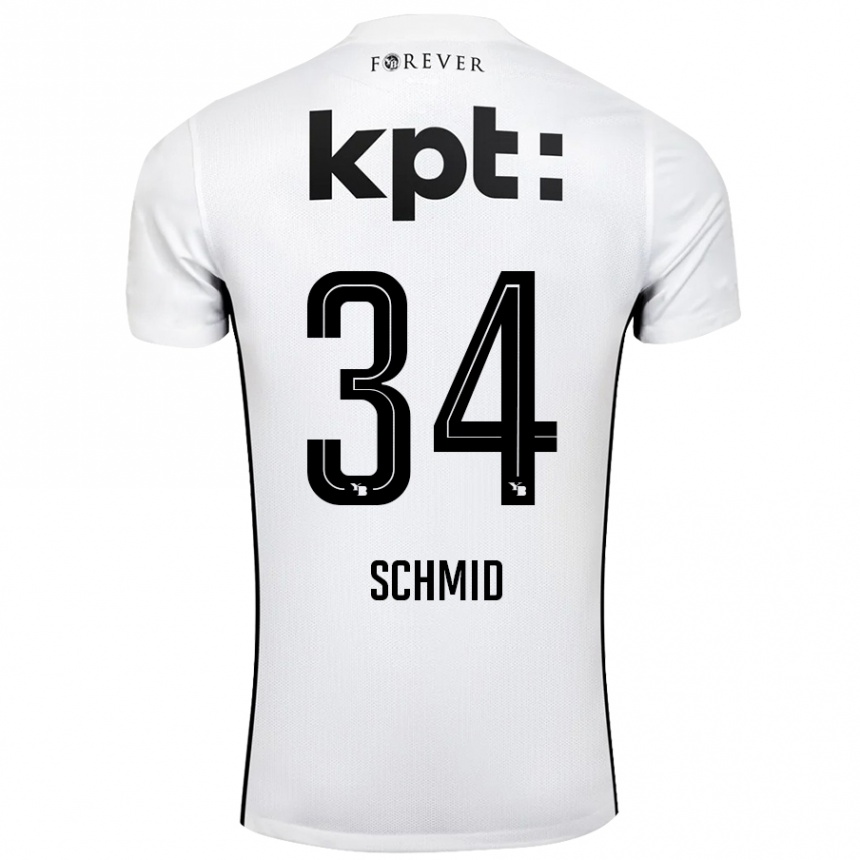 Kids Football Céline Schmid #34 White Black Away Jersey 2024/25 T-Shirt