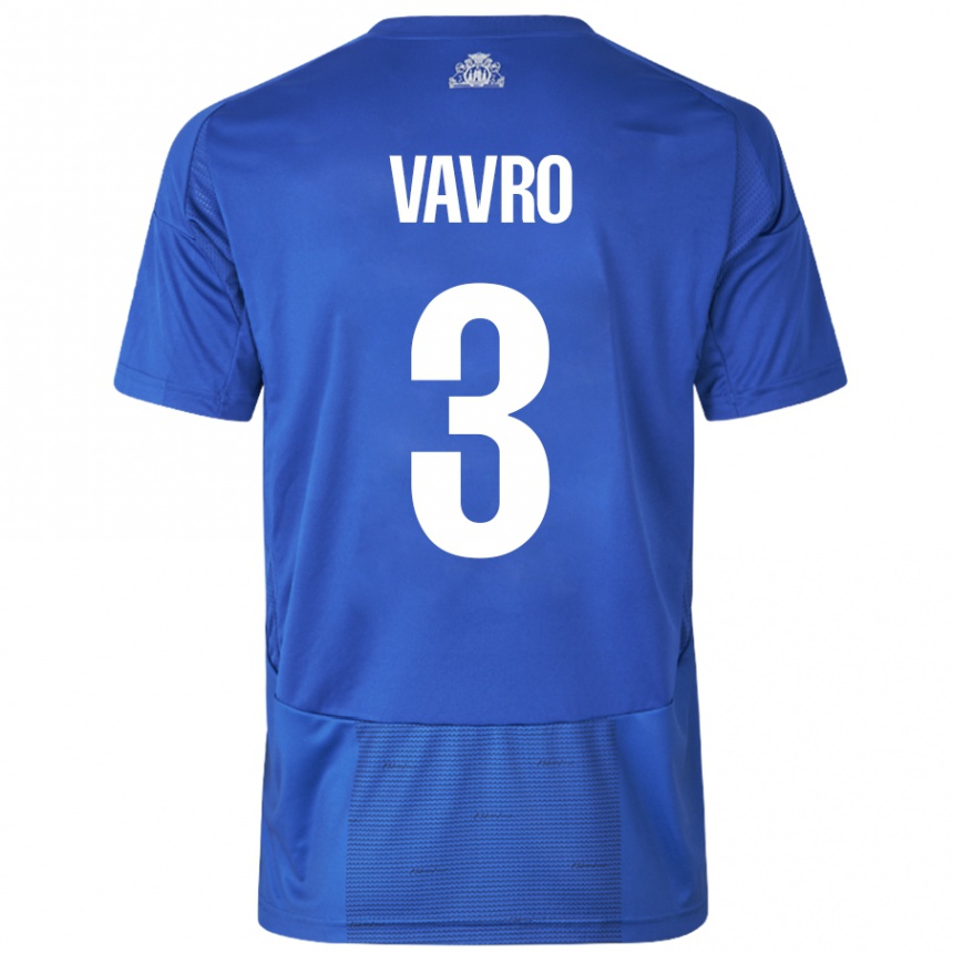 Kids Football Denis Vavro #3 White Blue Away Jersey 2024/25 T-Shirt