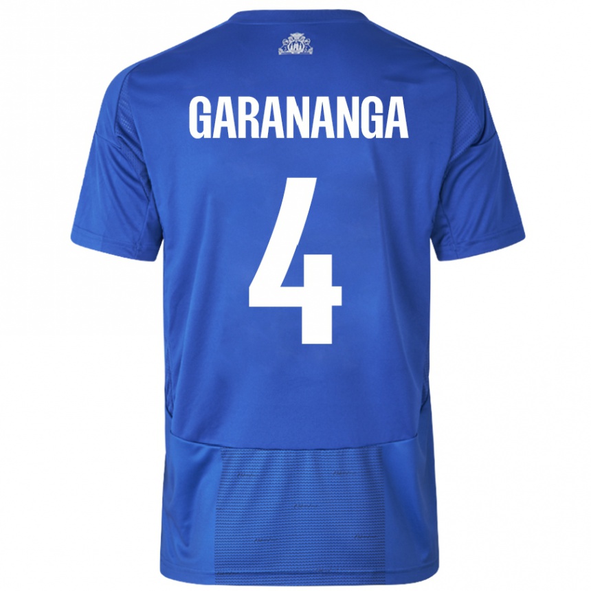 Kids Football Munashe Garananga #4 White Blue Away Jersey 2024/25 T-Shirt