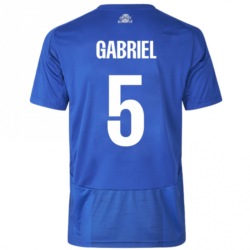 Kids Football Gabriel Pereira #5 White Blue Away Jersey 2024/25 T-Shirt