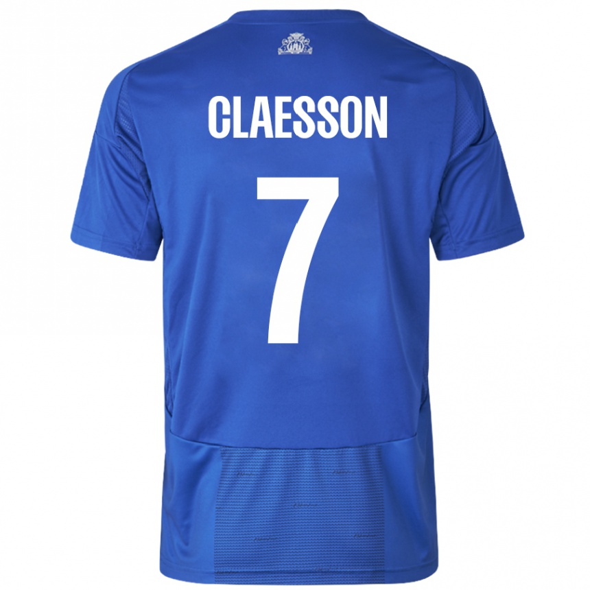 Kids Football Viktor Claesson #7 White Blue Away Jersey 2024/25 T-Shirt