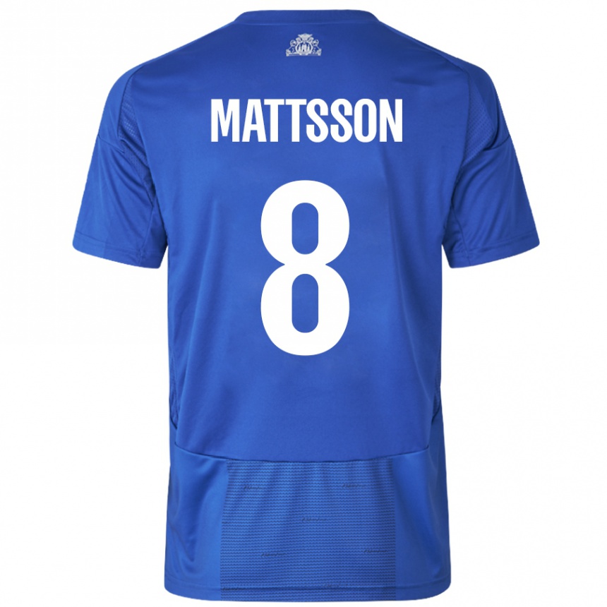 Kids Football Magnus Mattsson #8 White Blue Away Jersey 2024/25 T-Shirt