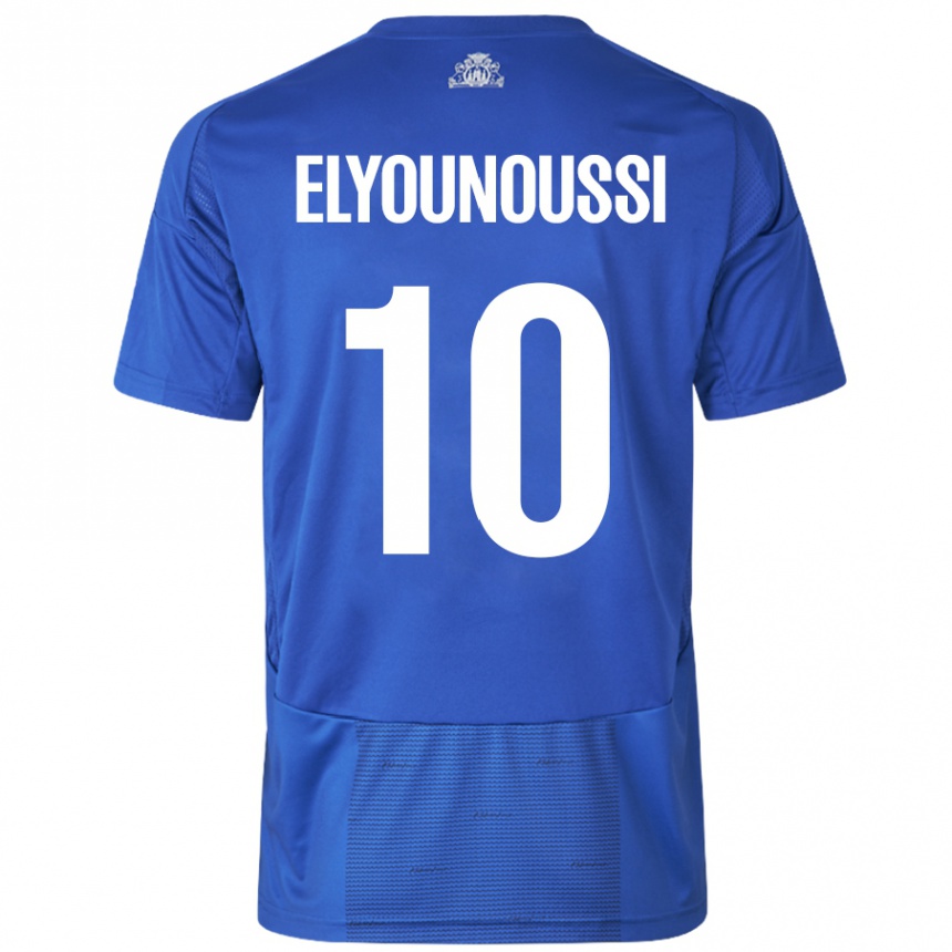 Kids Football Mohamed Elyounoussi #10 White Blue Away Jersey 2024/25 T-Shirt