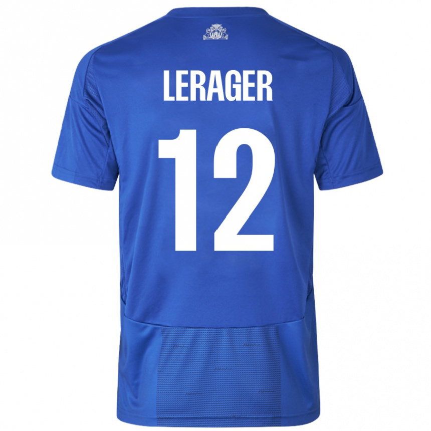 Kids Football Lukas Lerager #12 White Blue Away Jersey 2024/25 T-Shirt