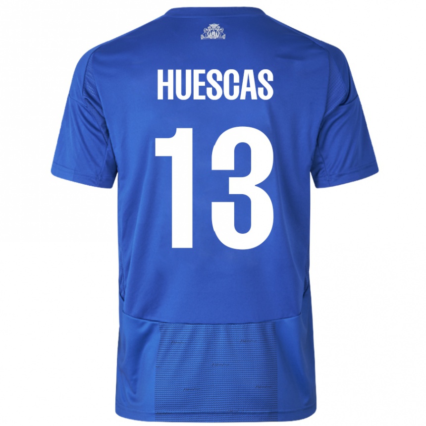 Kids Football Rodrigo Huescas #13 White Blue Away Jersey 2024/25 T-Shirt