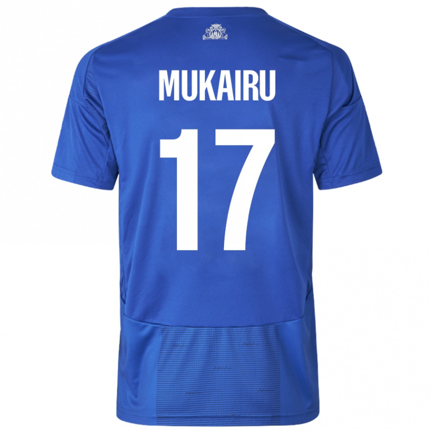 Kids Football Paul Mukairu #17 White Blue Away Jersey 2024/25 T-Shirt