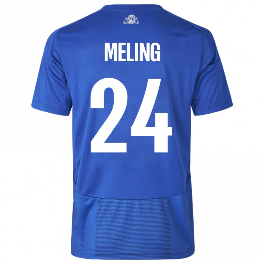 Kids Football Birger Meling #24 White Blue Away Jersey 2024/25 T-Shirt