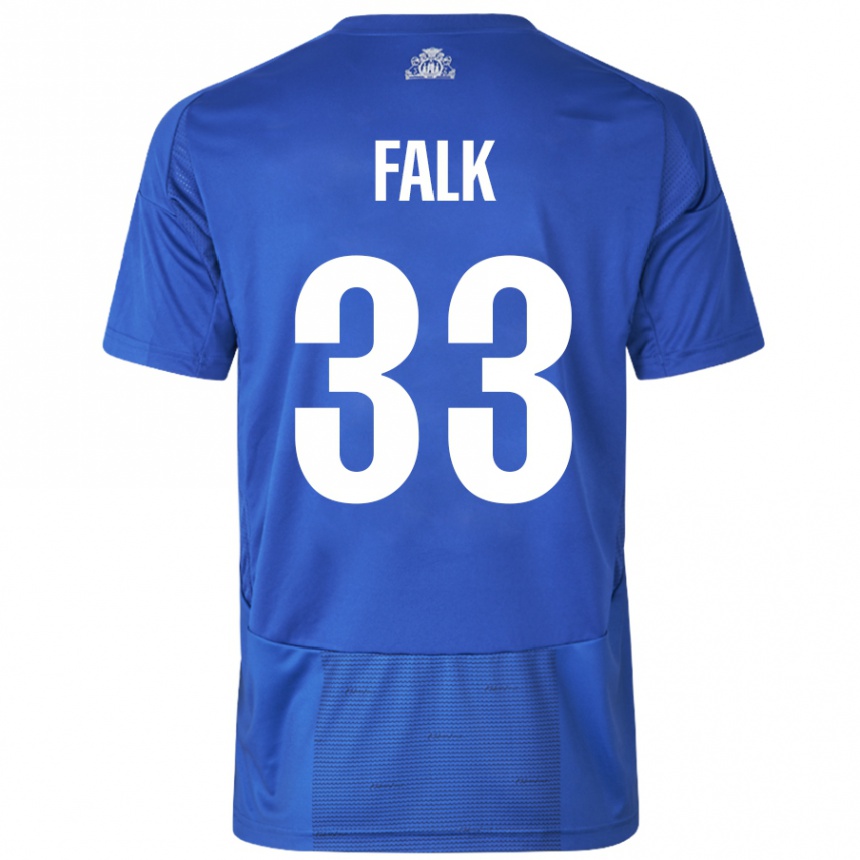 Kids Football Rasmus Falk #33 White Blue Away Jersey 2024/25 T-Shirt