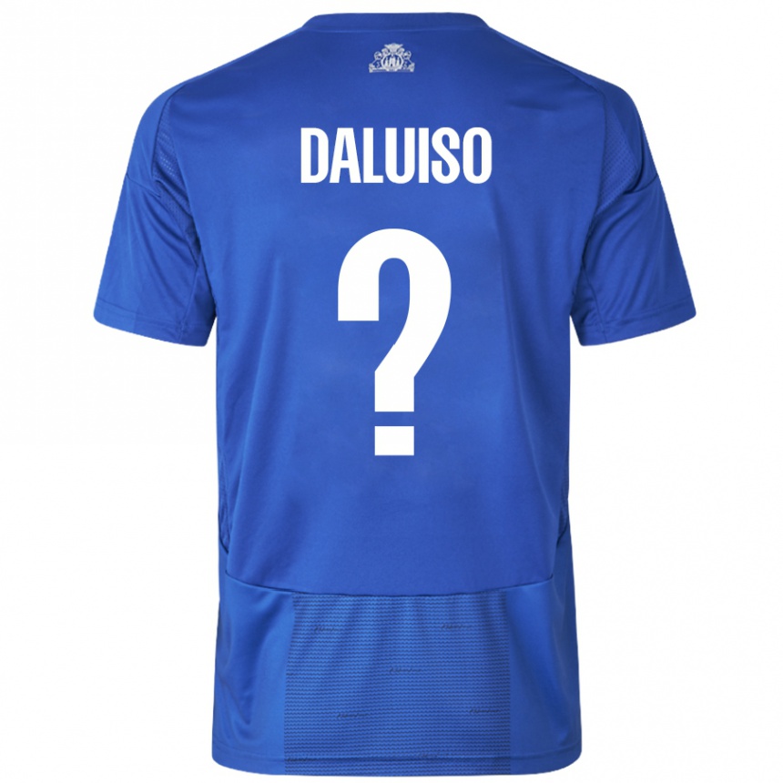 Kids Football Christoffer Daluiso #0 White Blue Away Jersey 2024/25 T-Shirt