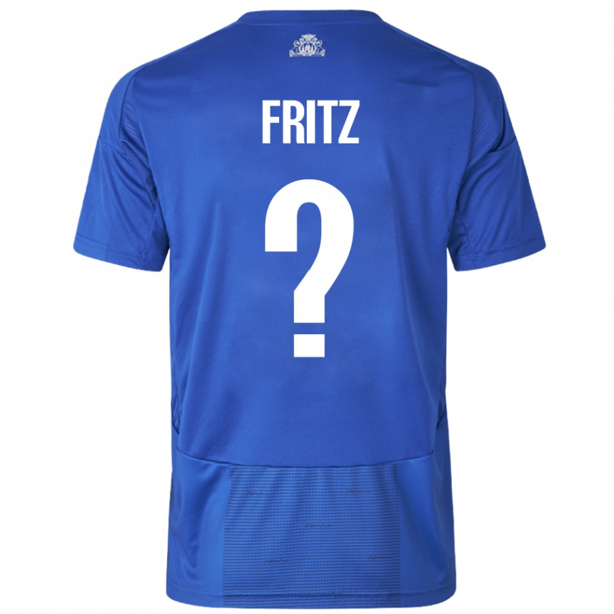 Kids Football Gustav Fritz #0 White Blue Away Jersey 2024/25 T-Shirt