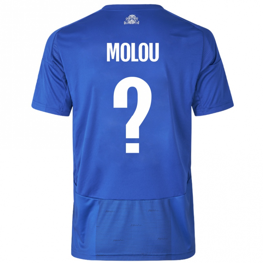 Kids Football Yvann Molou #0 White Blue Away Jersey 2024/25 T-Shirt