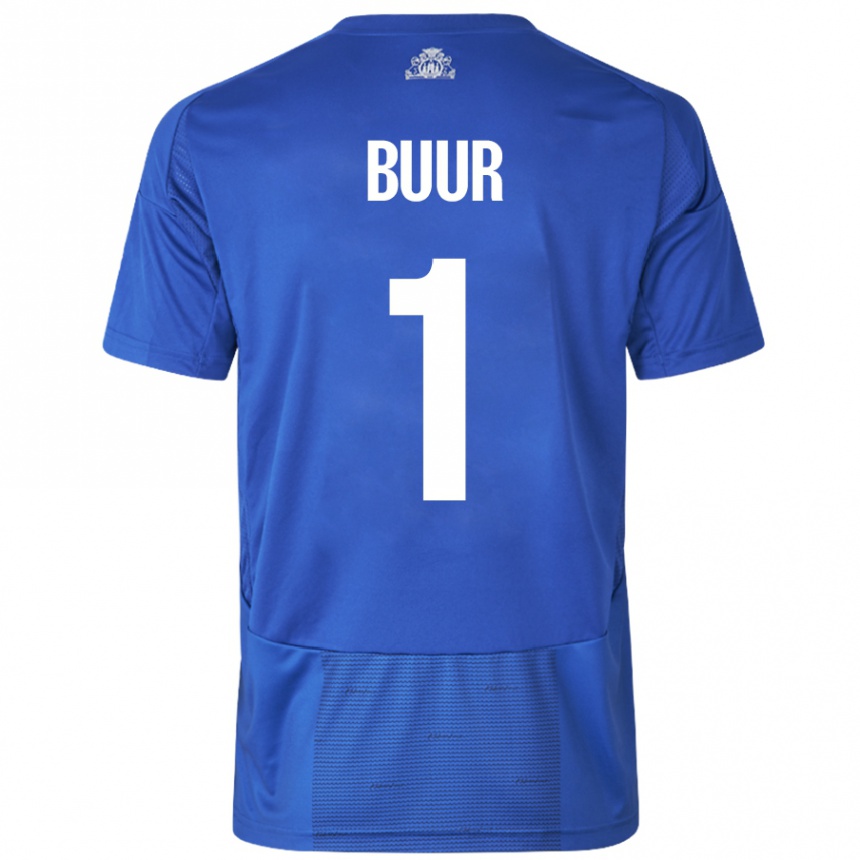 Kids Football Oscar Buur #1 White Blue Away Jersey 2024/25 T-Shirt