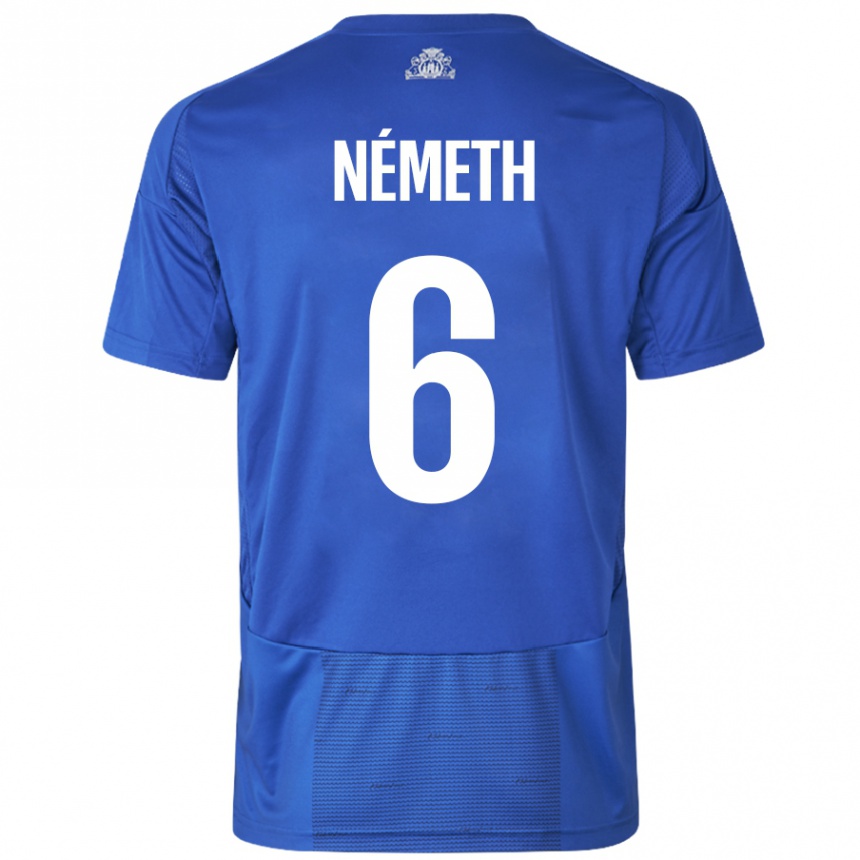 Kids Football Hunor Németh #6 White Blue Away Jersey 2024/25 T-Shirt