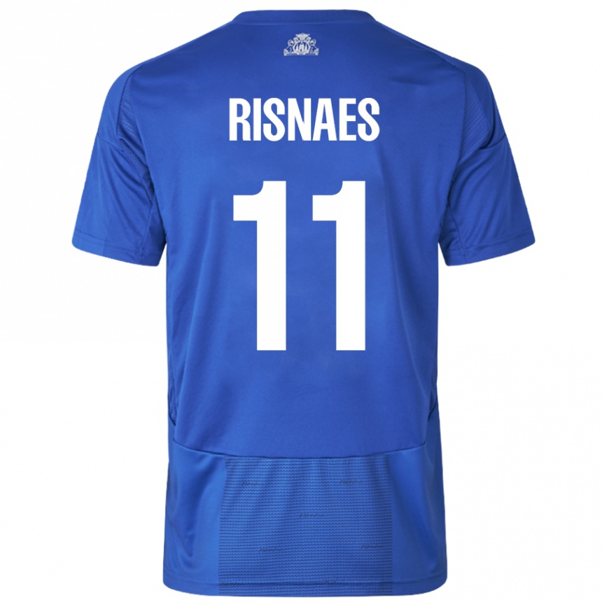 Kids Football Roberto Risnaes #11 White Blue Away Jersey 2024/25 T-Shirt