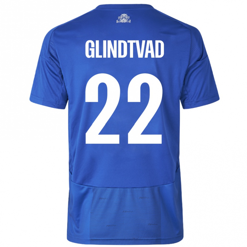 Kids Football William Glindtvad #22 White Blue Away Jersey 2024/25 T-Shirt