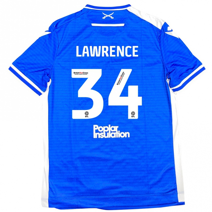 Men Football Jerry Lawrence #34 Blue White Home Jersey 2024/25 T-Shirt