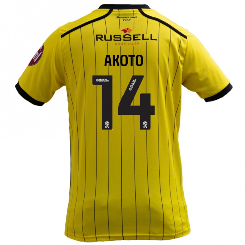 Men Football Nick Akoto #14 Yellow Home Jersey 2024/25 T-Shirt