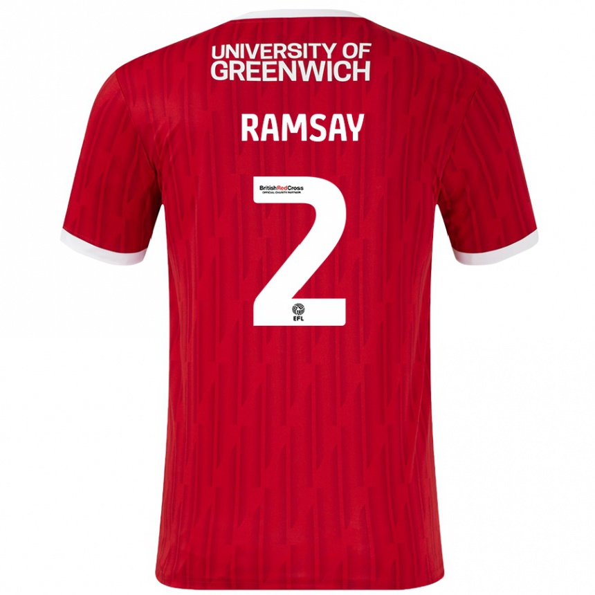 Men Football Kayne Ramsay #2 Red White Home Jersey 2024/25 T-Shirt