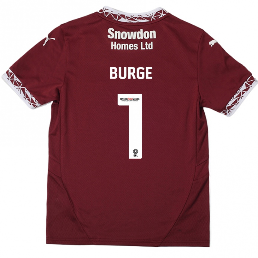 Men Football Lee Burge #1 Burgundy Home Jersey 2024/25 T-Shirt