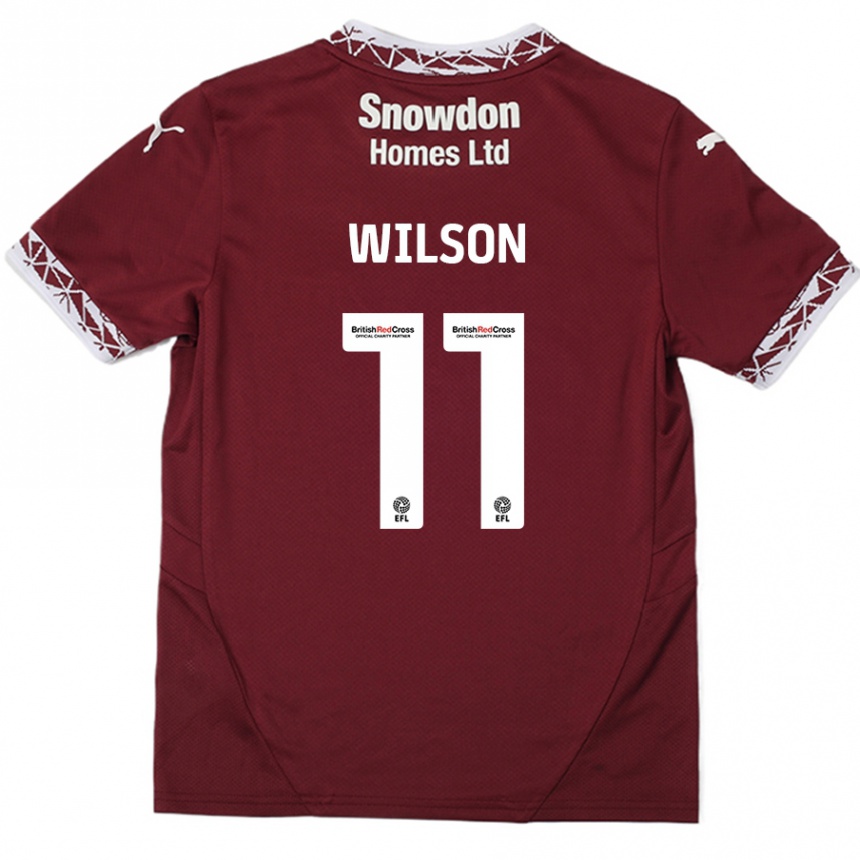 Men Football James Wilson #11 Burgundy Home Jersey 2024/25 T-Shirt