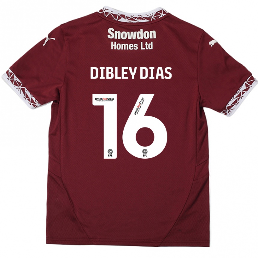 Men Football Matt Dibley-Dias #16 Burgundy Home Jersey 2024/25 T-Shirt