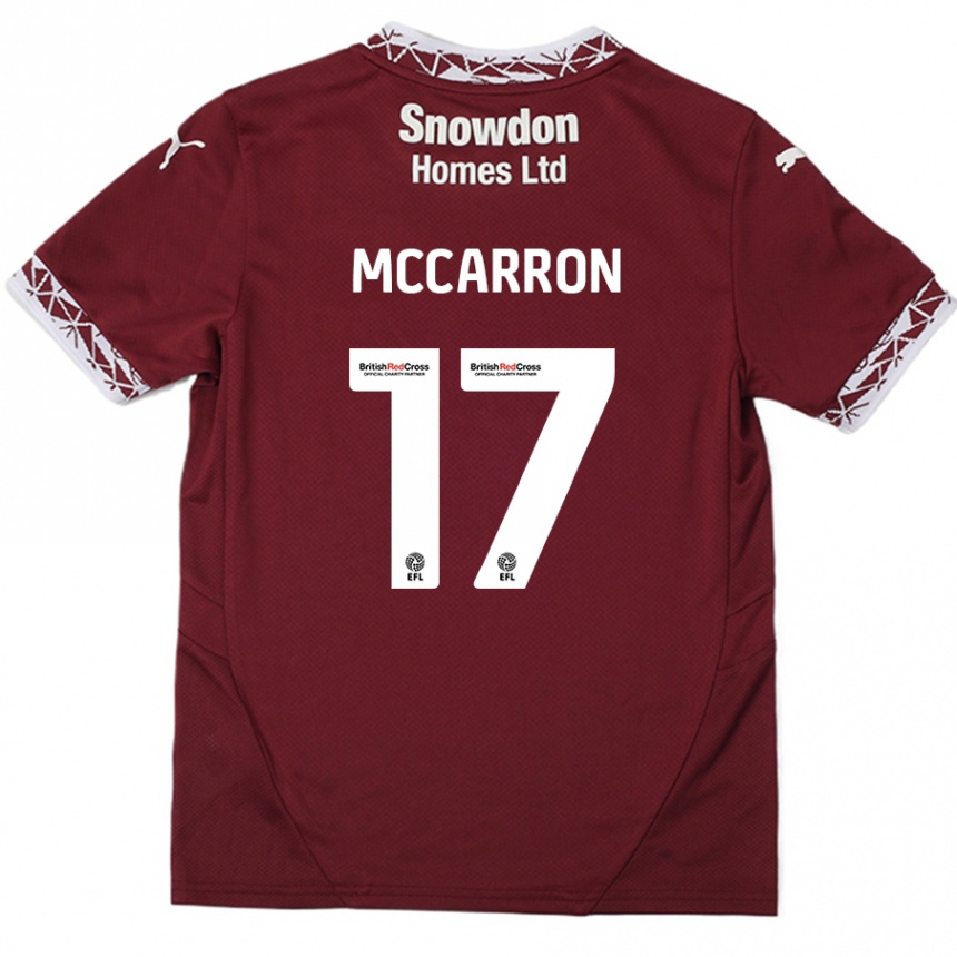 Men Football Liam Mccarron #17 Burgundy Home Jersey 2024/25 T-Shirt