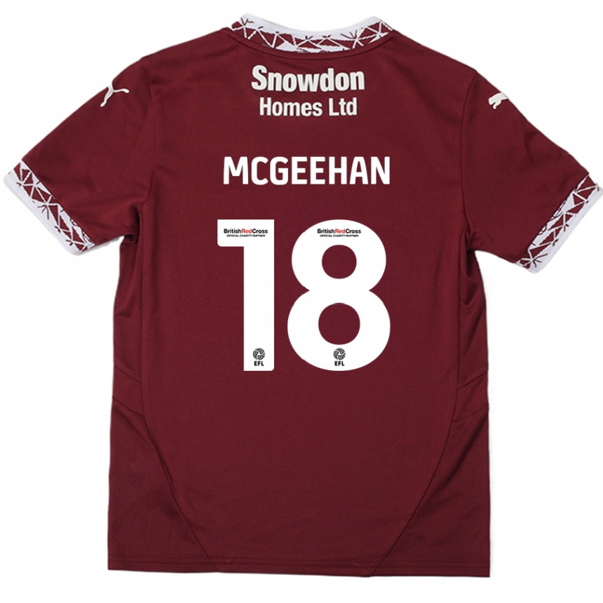 Men Football Cameron Mcgeehan #18 Burgundy Home Jersey 2024/25 T-Shirt