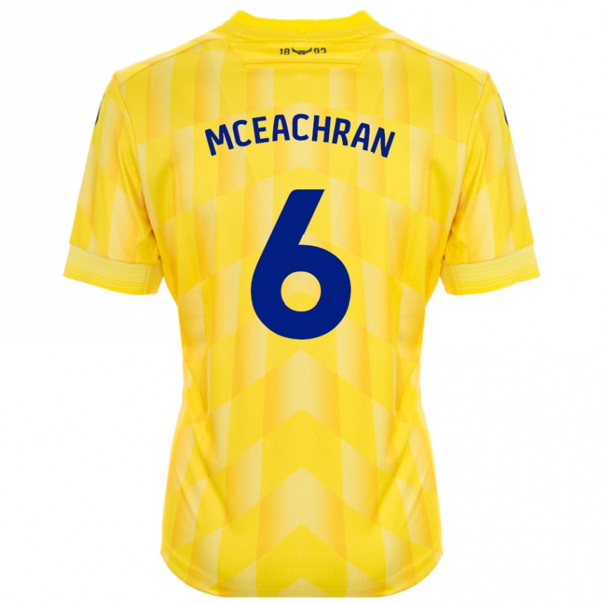 Men Football Josh Mceachran #6 Yellow Home Jersey 2024/25 T-Shirt