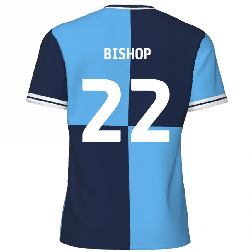 Men Football Nathan Bishop #22 Sky Blue Dark Blue Home Jersey 2024/25 T-Shirt