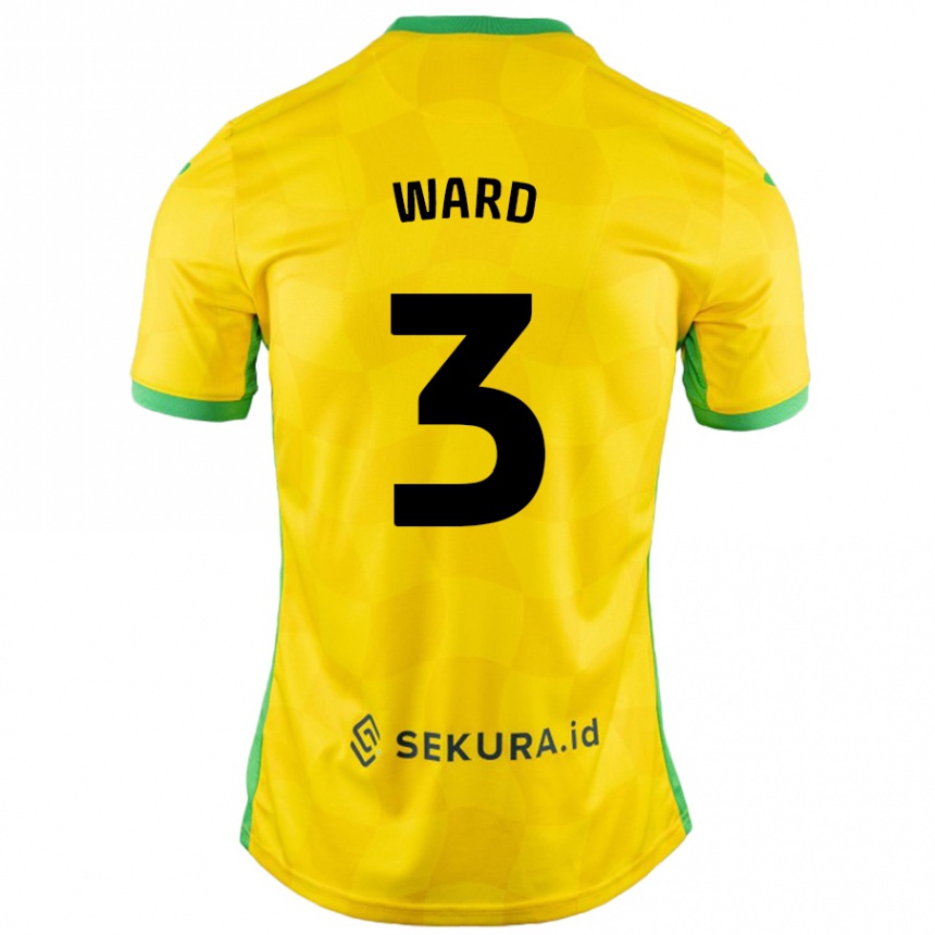 Men Football Summer Ward #3 Yellow Green Home Jersey 2024/25 T-Shirt