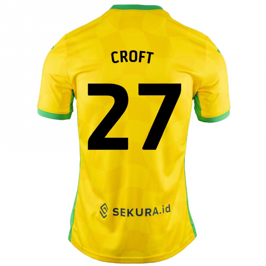 Men Football Mary Croft #27 Yellow Green Home Jersey 2024/25 T-Shirt