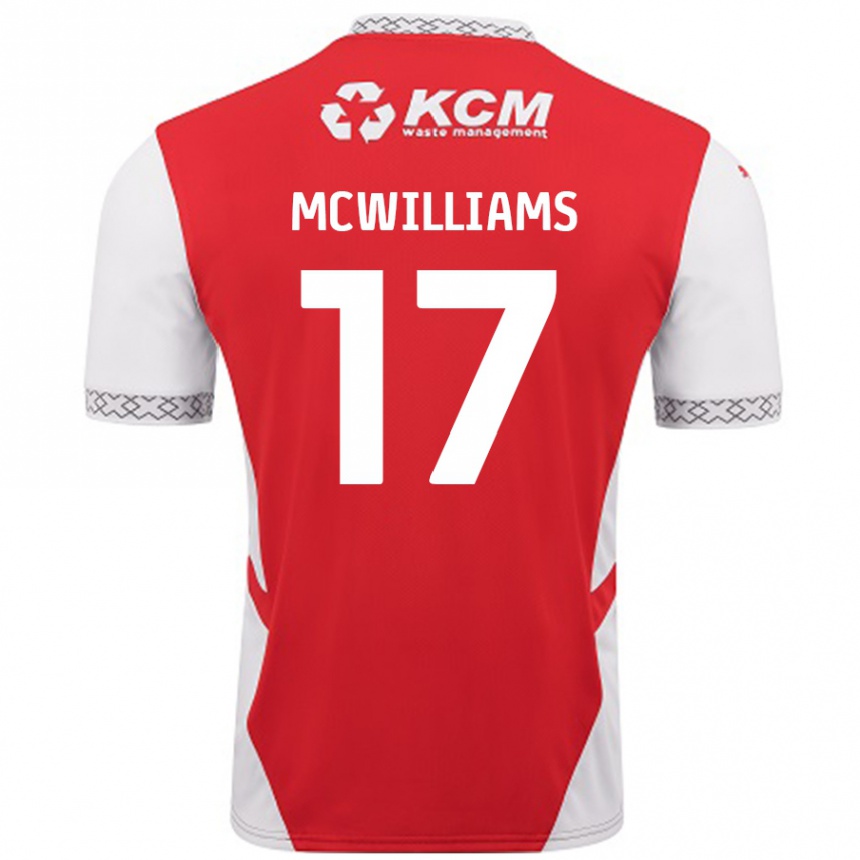 Men Football Shaun Mcwilliams #17 Red White Home Jersey 2024/25 T-Shirt