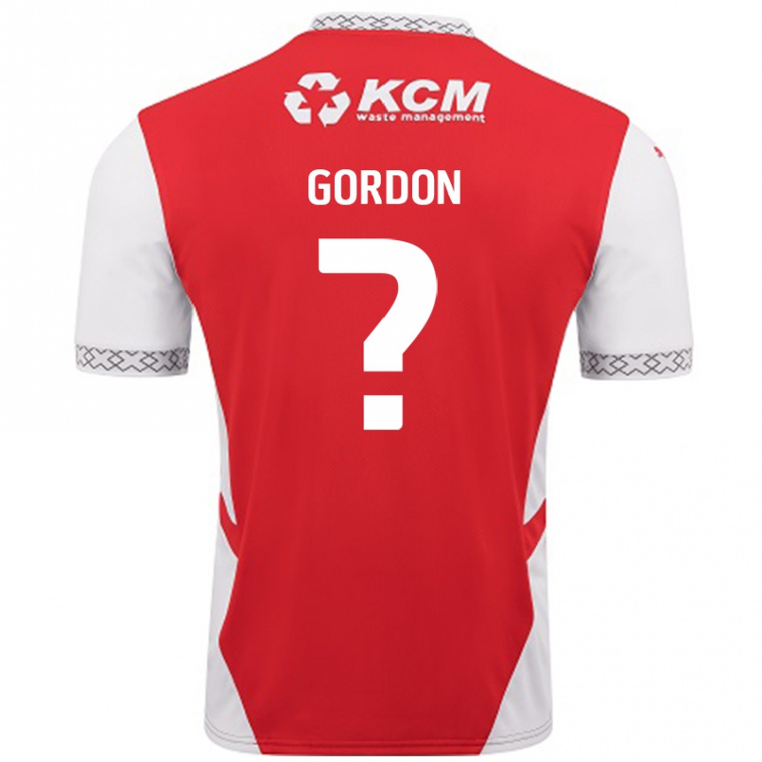 Men Football Owain Gordon #0 Red White Home Jersey 2024/25 T-Shirt