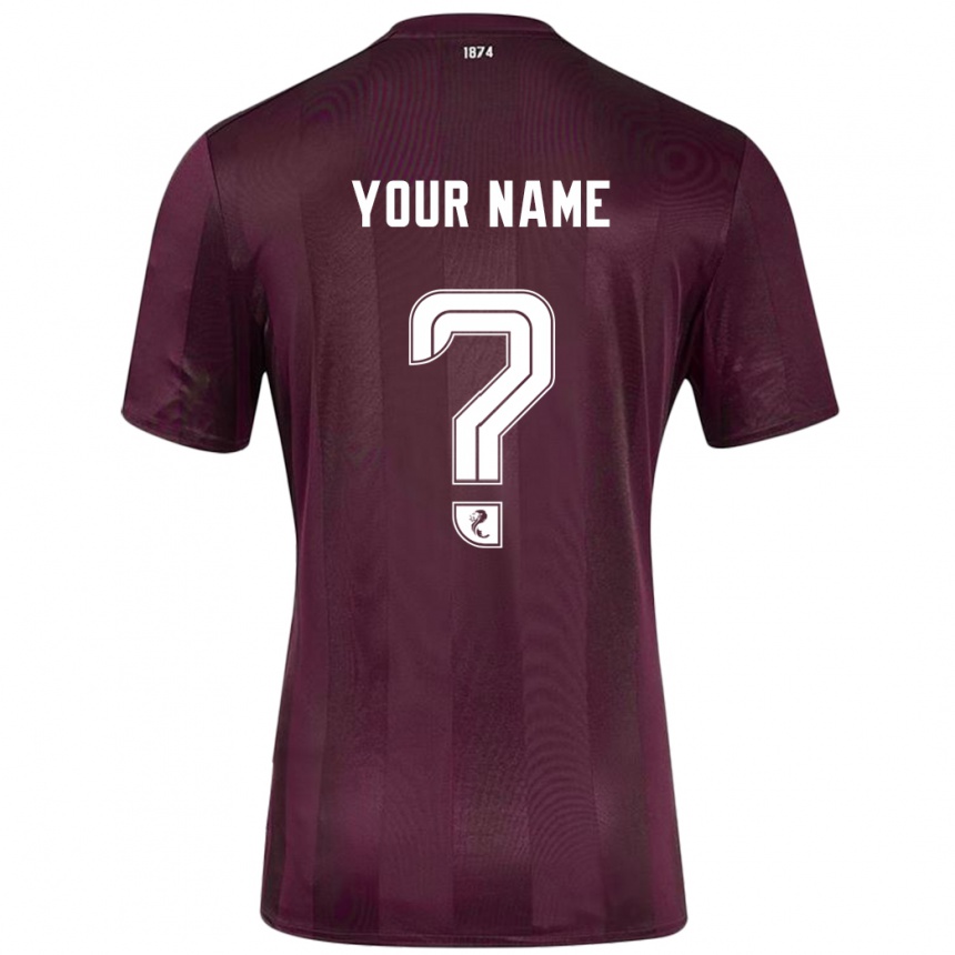 Men Football Your Name #0 Burgundy Home Jersey 2024/25 T-Shirt