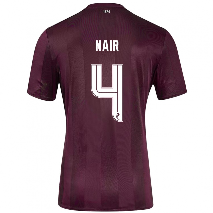 Men Football Kenzi Nair #4 Burgundy Home Jersey 2024/25 T-Shirt