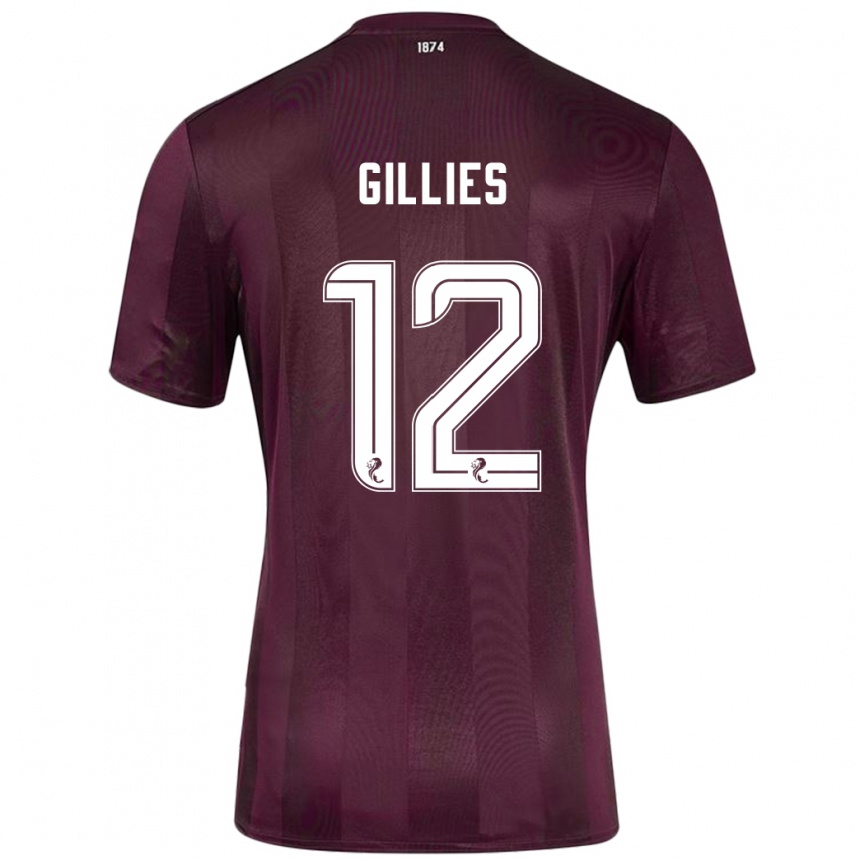 Men Football Matthew Gillies #12 Burgundy Home Jersey 2024/25 T-Shirt